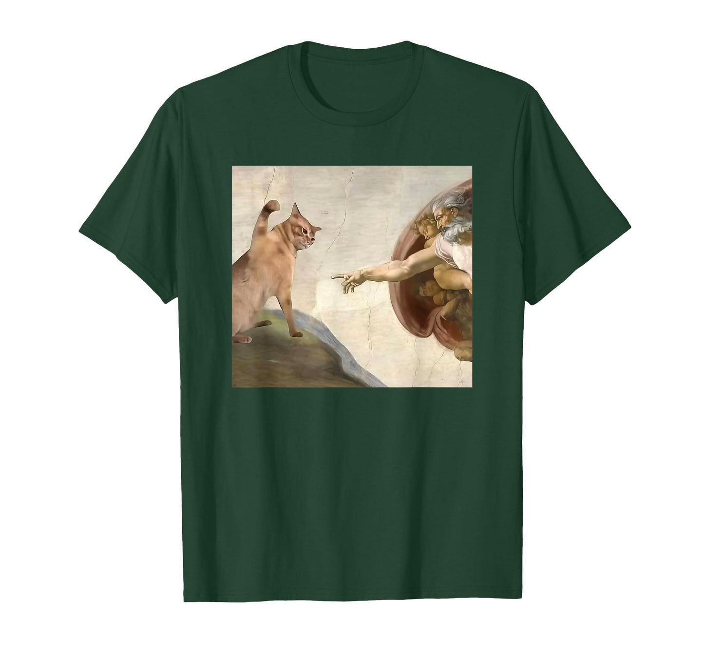 Funny Cat God Creation of Adam meme Jesus T-Shirt