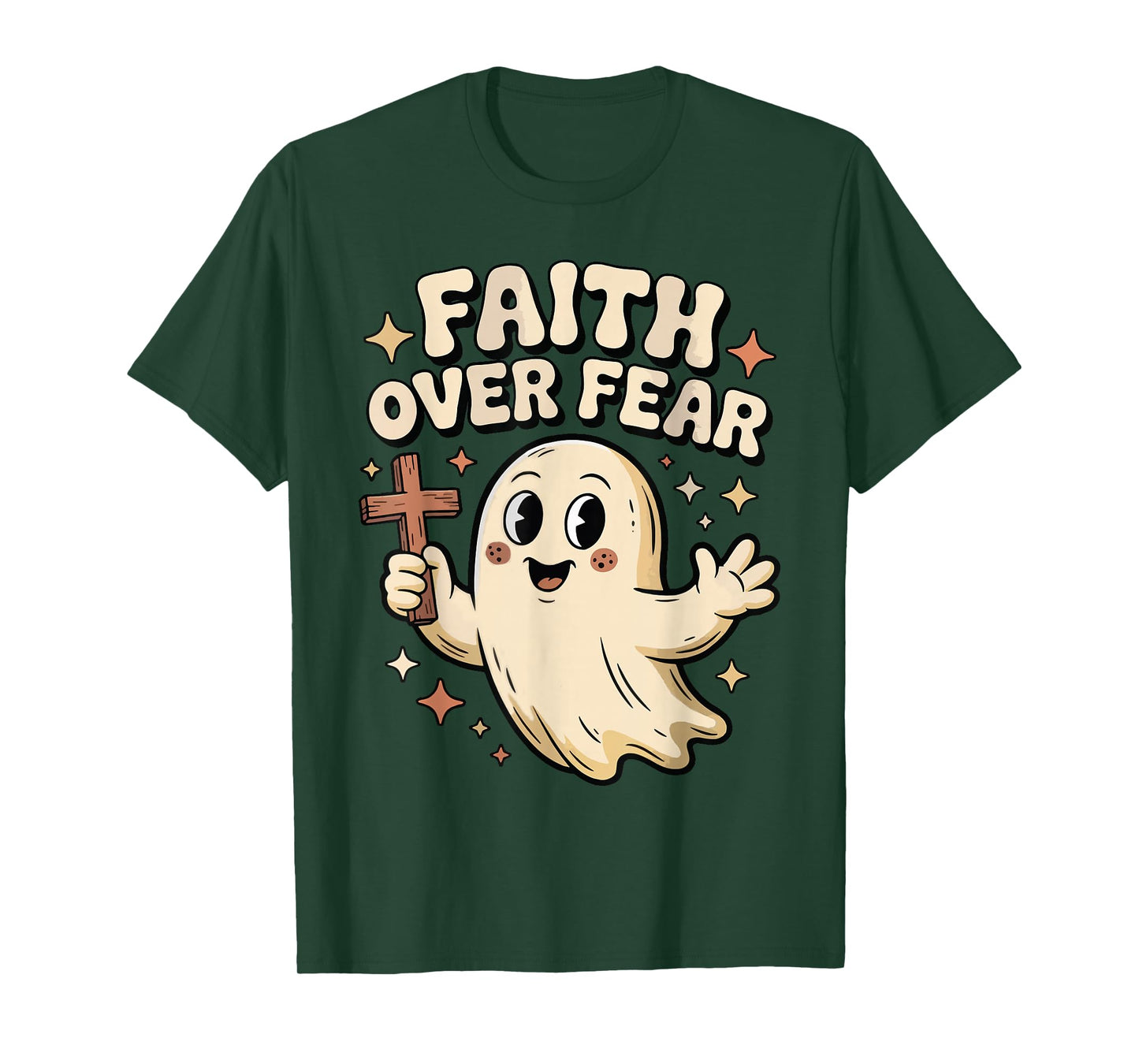 Faith Over Fear Spooky Season Christian Funny Halloween T-Shirt
