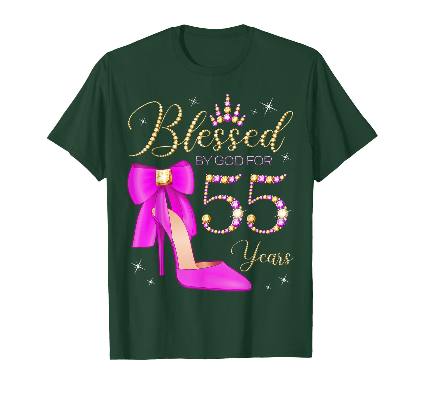 Blessed By God For 55 Years Old 55th Birthday Party Queen T-Shirt