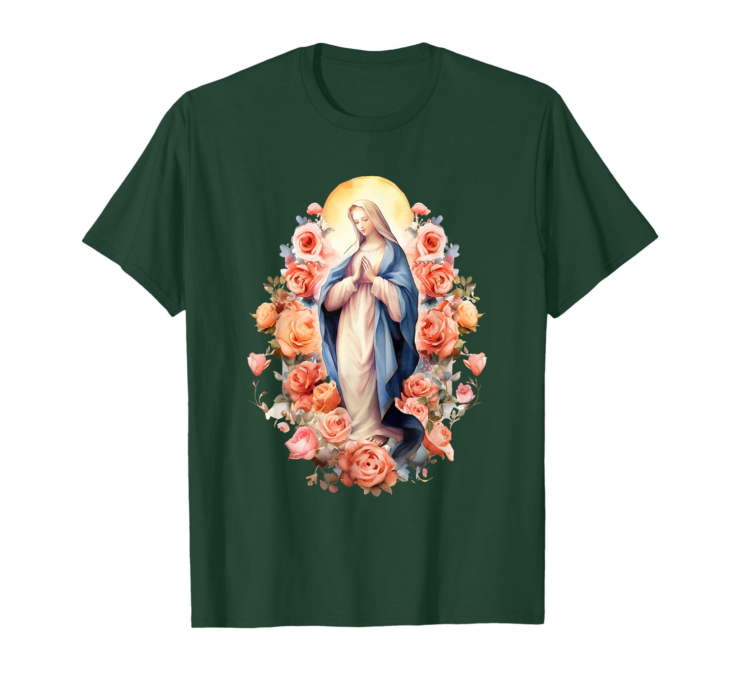 Blessed Mother Mary Mother of Jesus Roses Our Lady Catholic T-Shirt