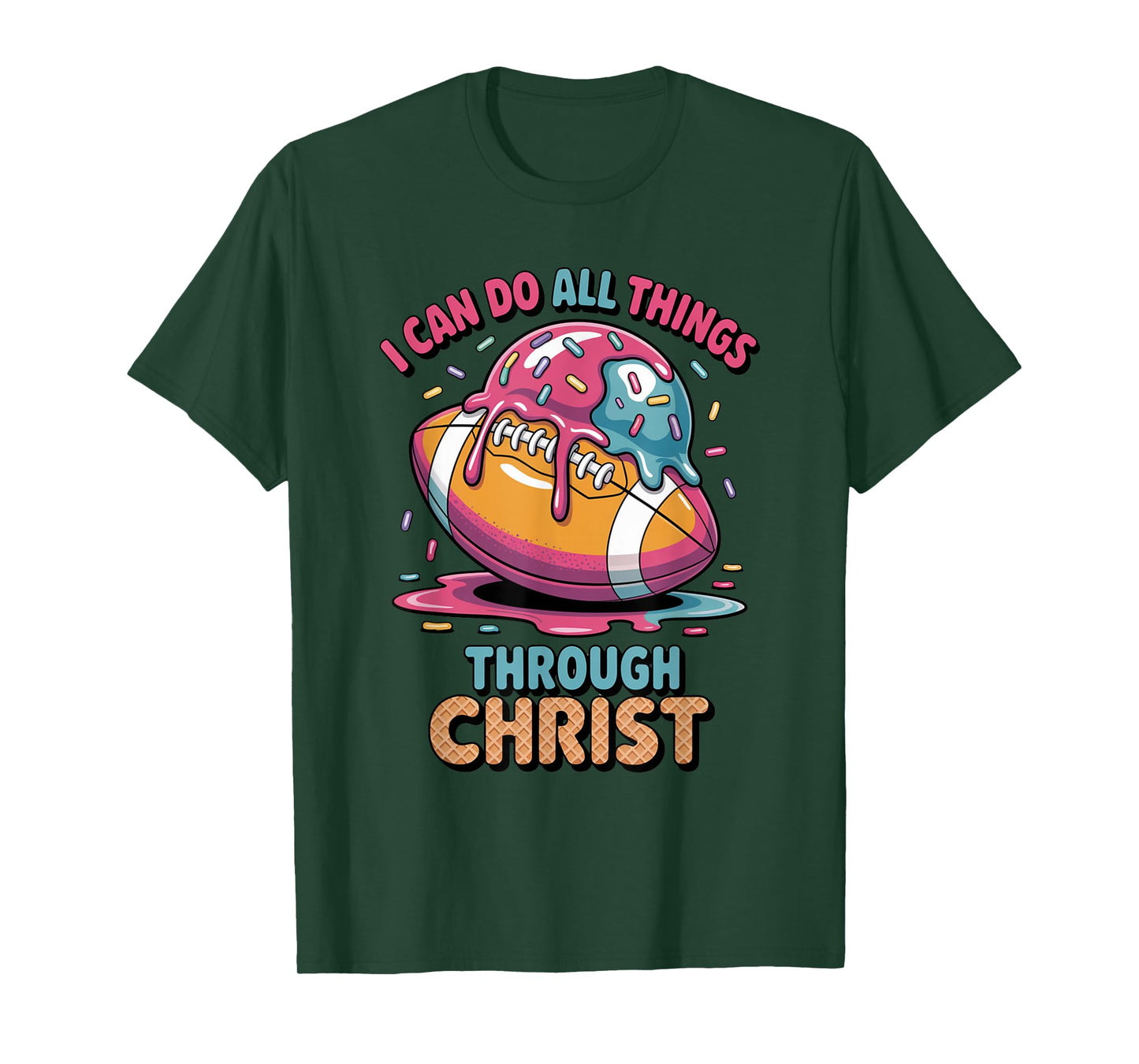 Christian Football Shirts For Boys 8-12 7-8 Ice Cream Drip T-Shirt