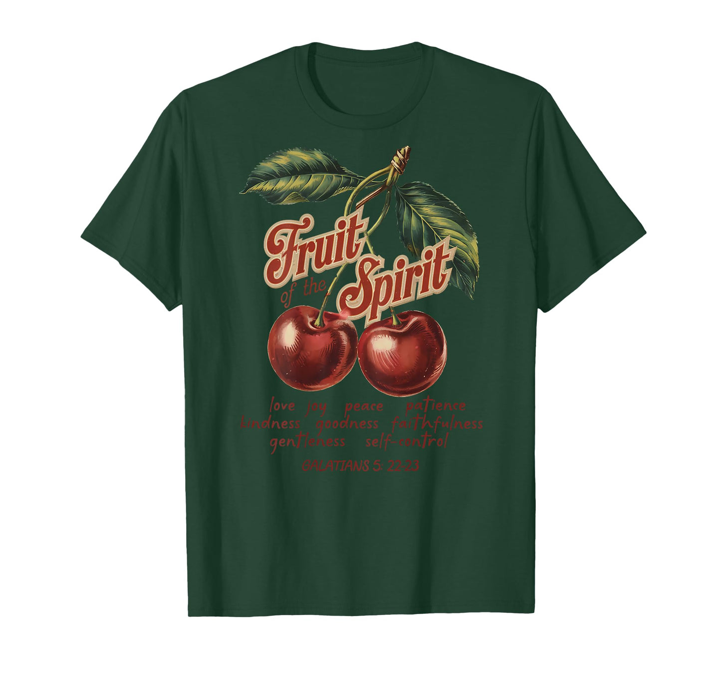 Fruit Of The Spirit Chrisitan Vintage Bible Verse Cherries T-Shirt