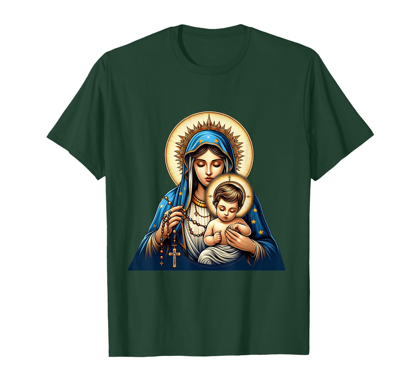 Holy Rosary Virgin Mary Baby Jesus Catholic Rosary Mysteries T-Shirt