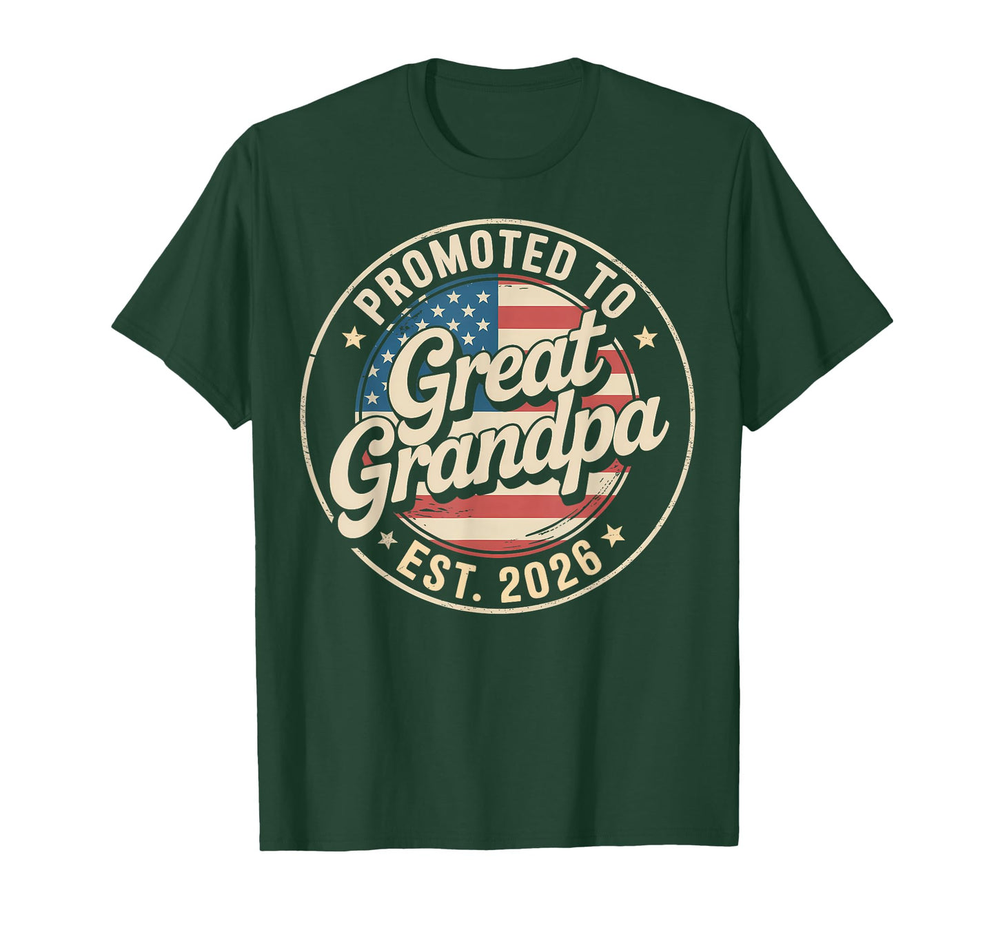 Promoted To Great Grandpa EST 2026 USA Flag Soon To Grandpa T-Shirt