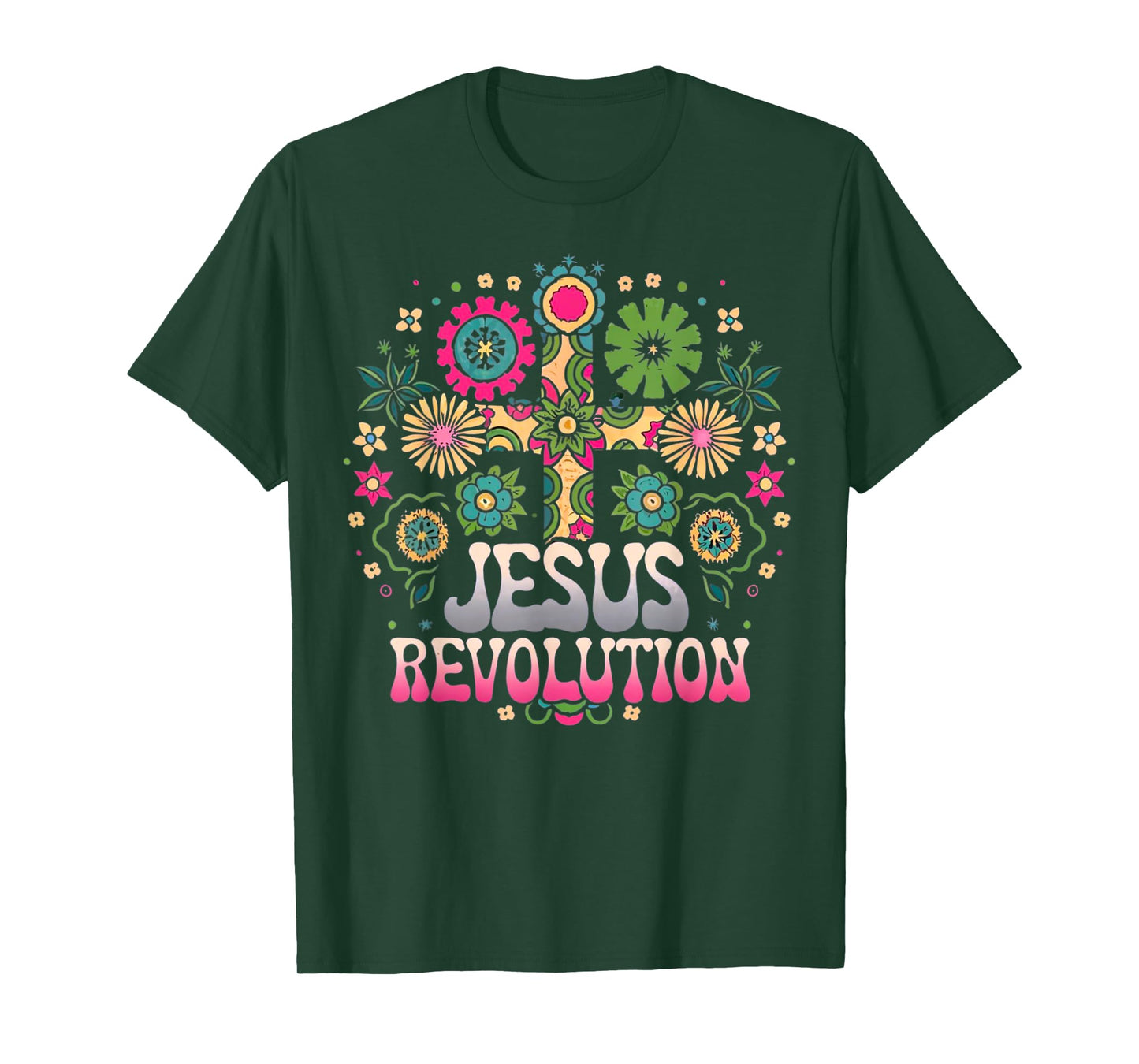 Jesus Revolution Christian Faith Retro Groovy Hippie Flower T-Shirt