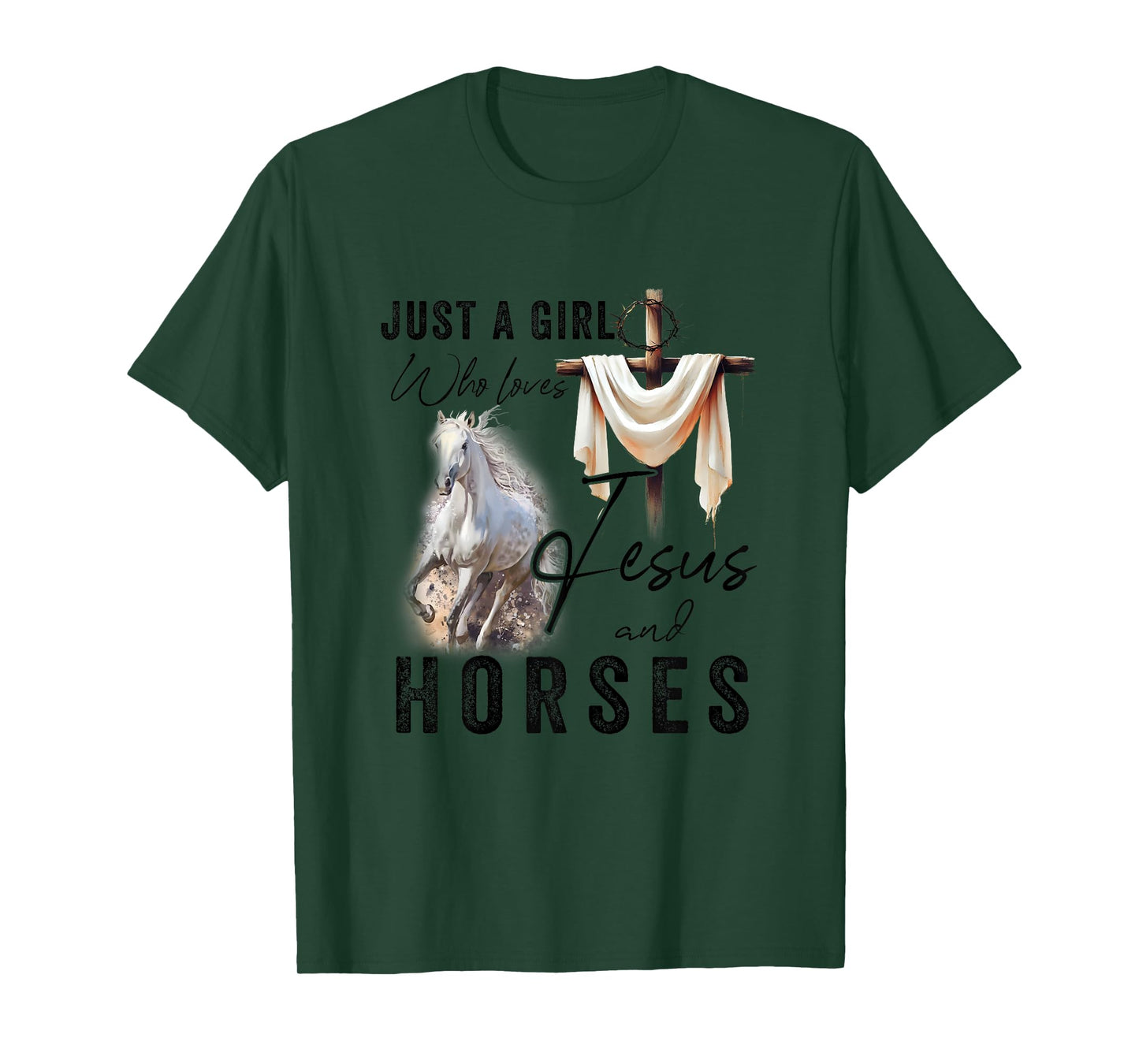 Just A Girl Who Loves Jesus And Horses Gifts Horse Riding T-Shirt