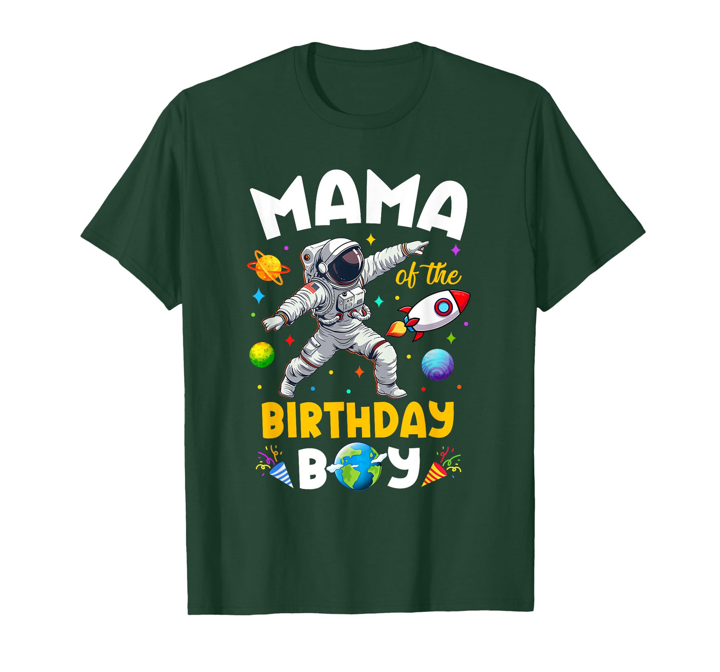 Mama Of The Birthday Boy Astronaut Outer Space Birthday T-Shirt