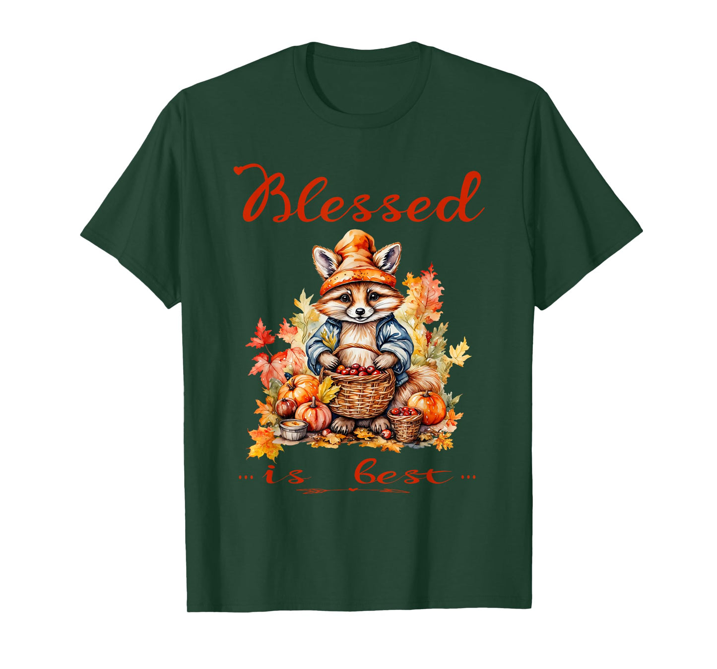 Blessed is Best Christian Fall & Autumn Cute Vintage Racoon T-Shirt