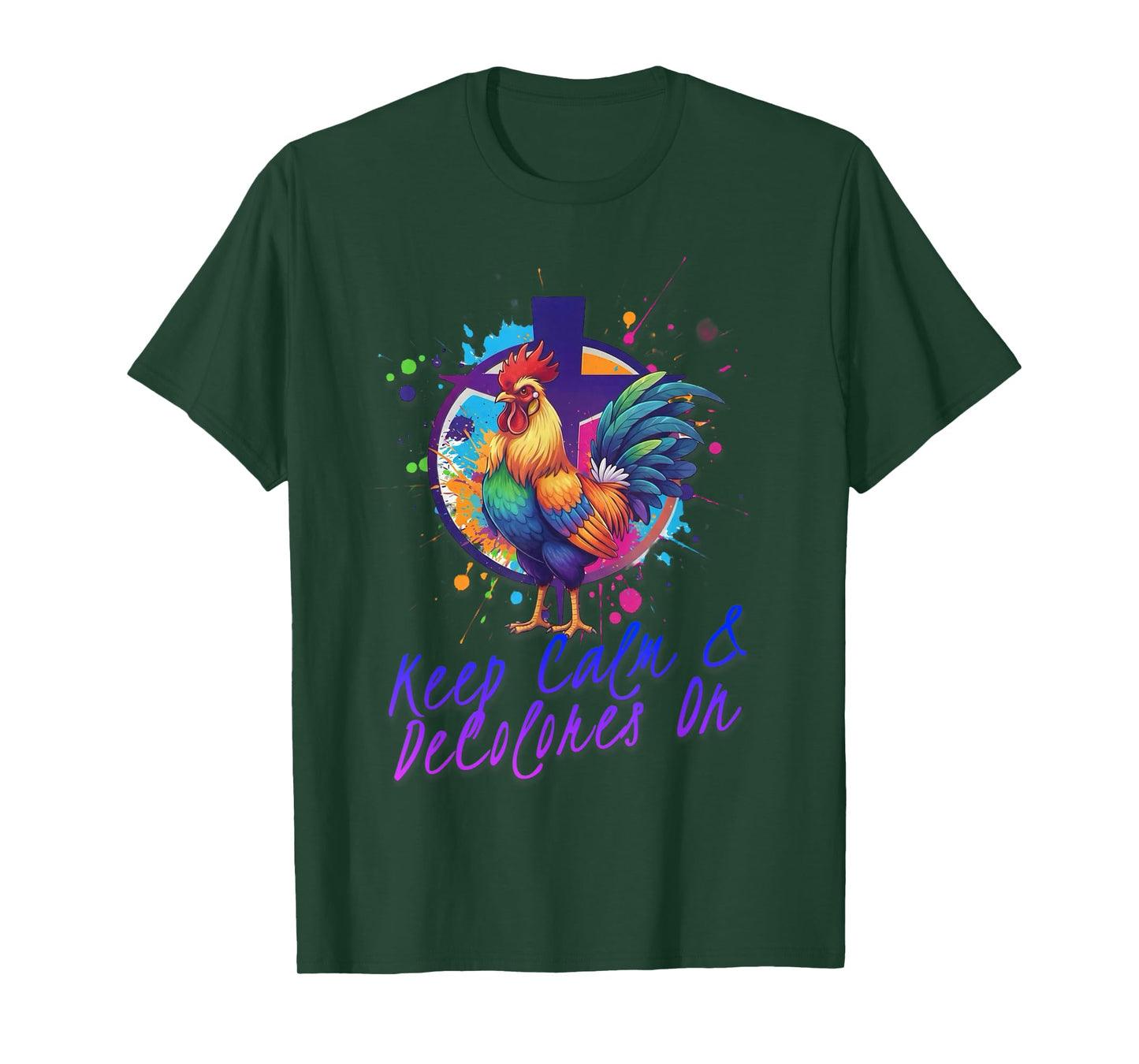 DeColores Cursillo Rainbow Rooster Catholic T-Shirt