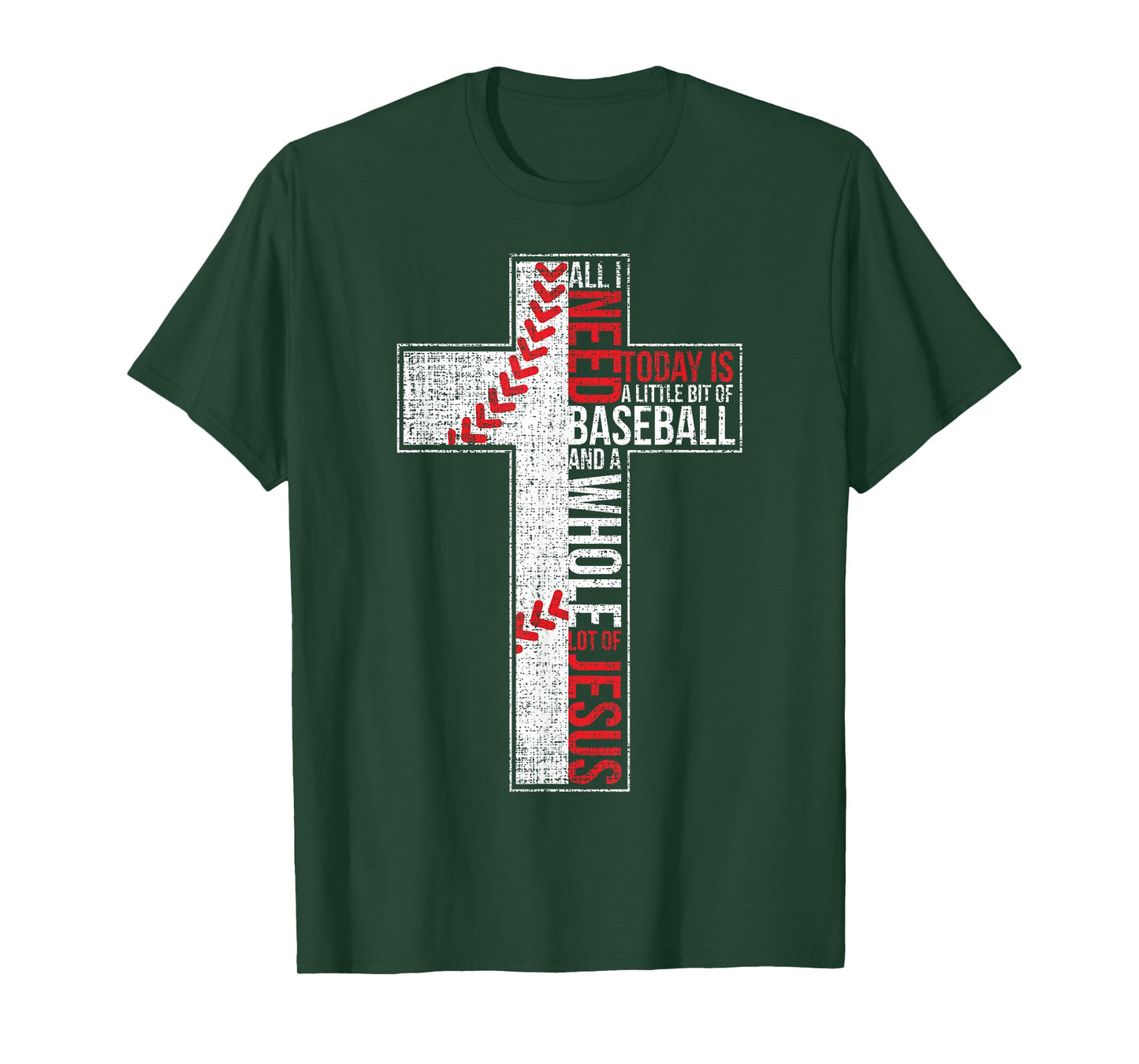All I Need Is Baseball & Jesus Christian Cross Faith In God T-Shirt