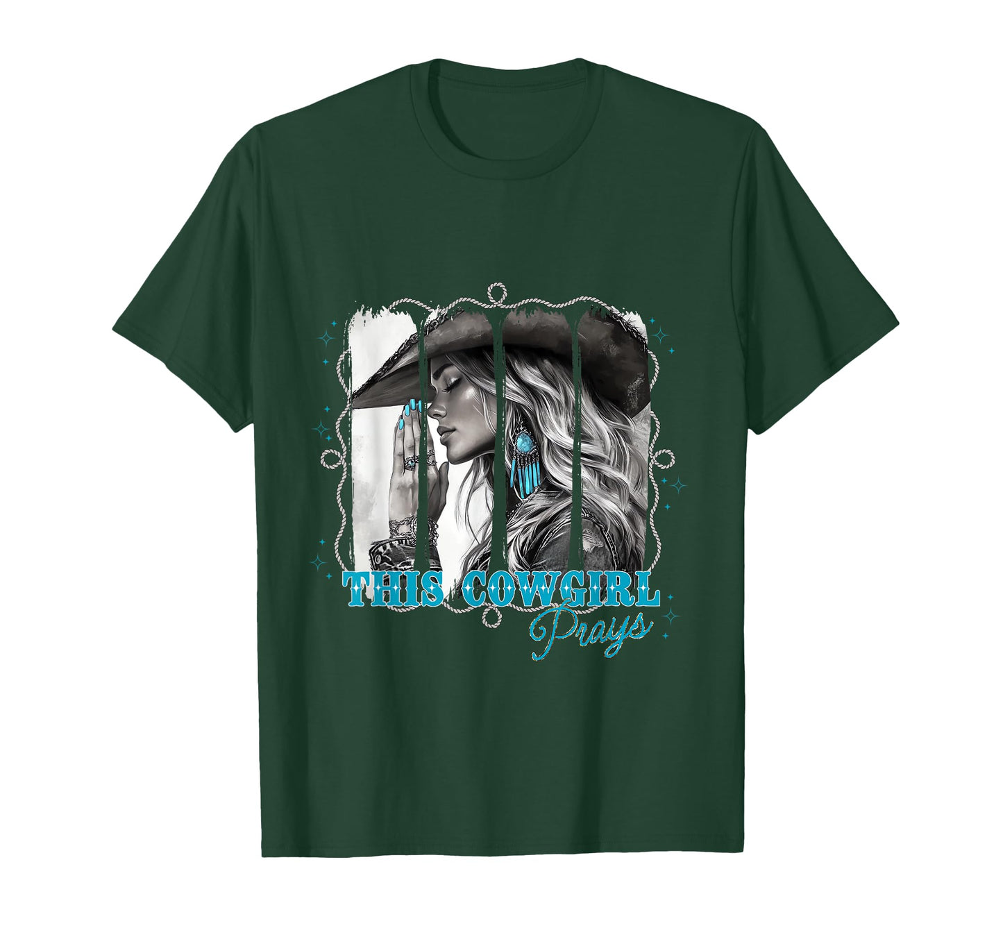 Cowgirl Prayer Tee with Turquoise and Faith Style T-Shirt