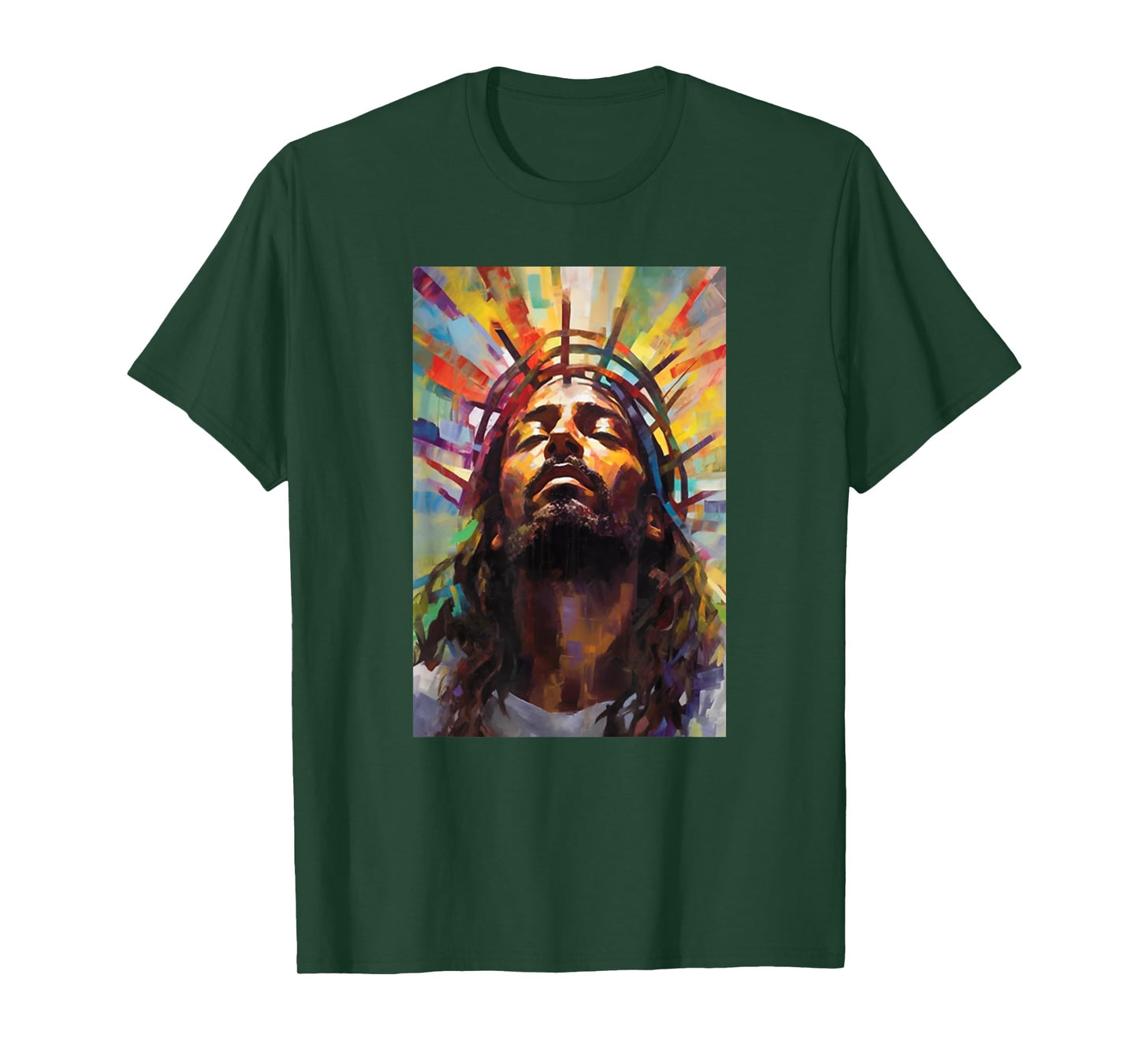 Jesus African American Christ Praying Rainbow Face Of Jesus T-Shirt