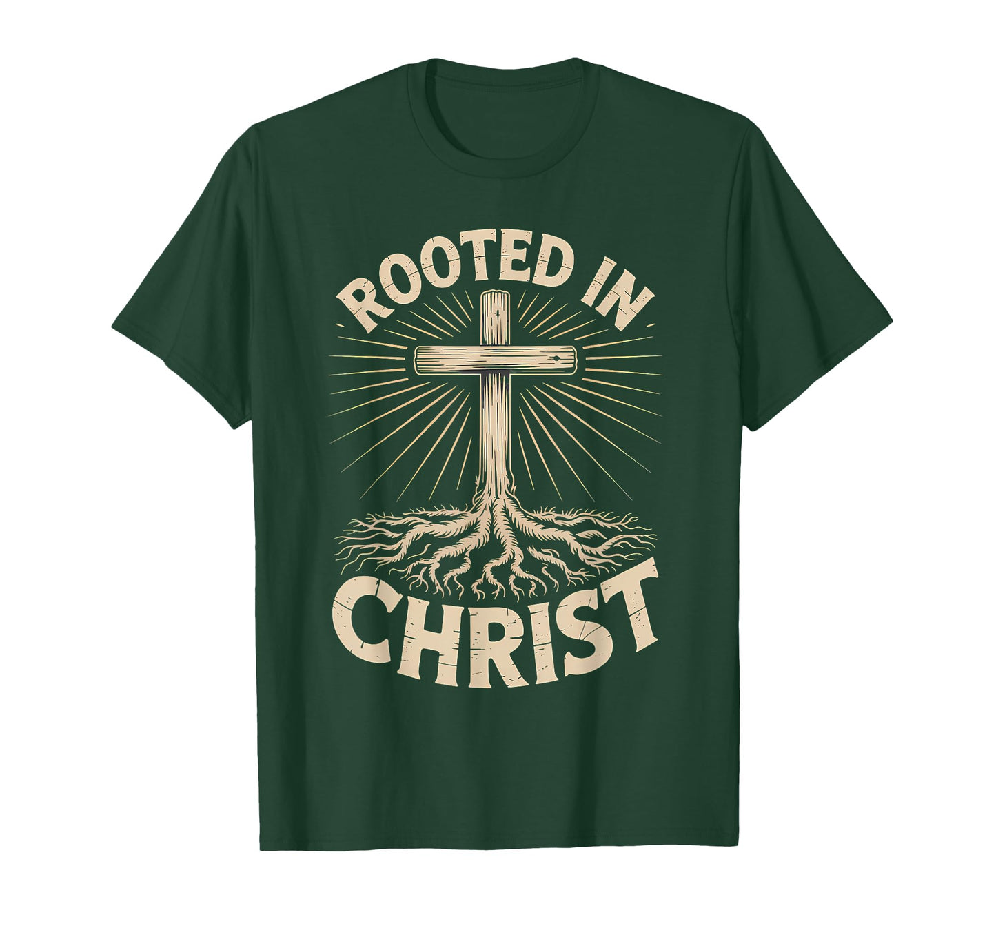 Rooted in Christ Jesus Cross Christian Faith T-Shirt