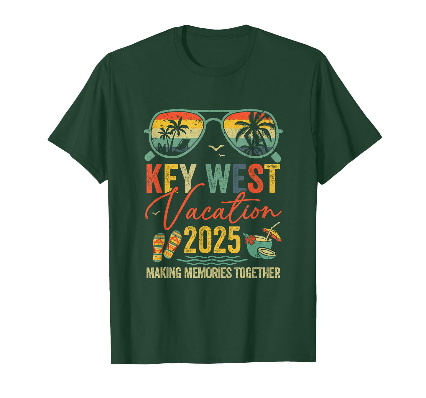 Retro Key West Vacation 2025 Memories Matching Group Trip T-Shirt