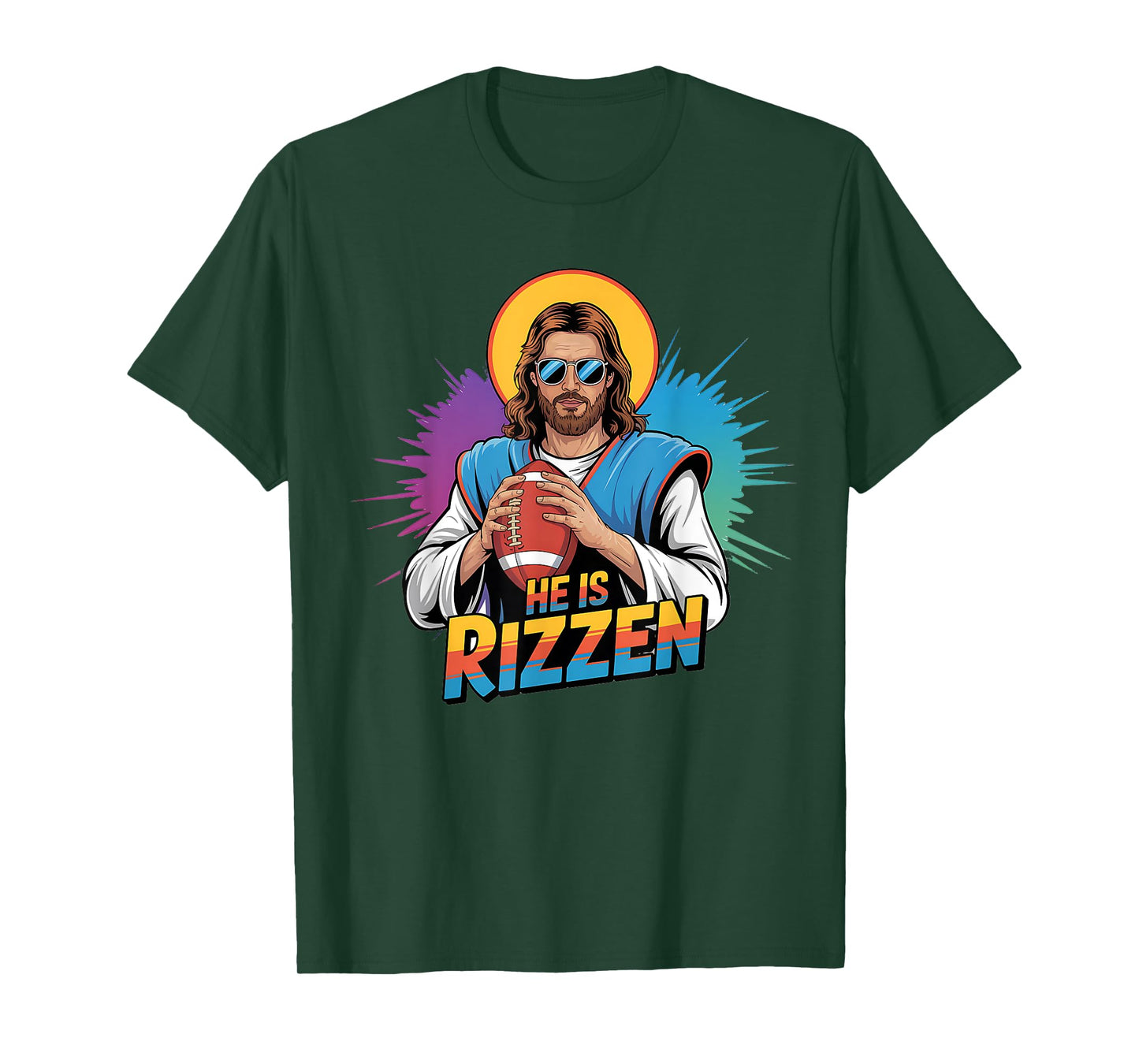 Funny He Is Rizzen Jesus Shirt Football Boys Kids Easter T-Shirt