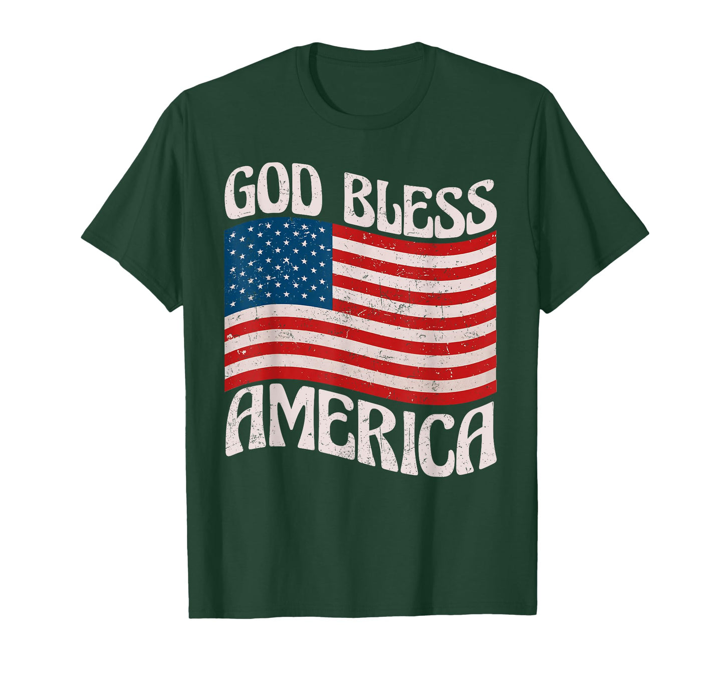God Bless America Patriotic American Flag Happy 4th Of July T-Shirt