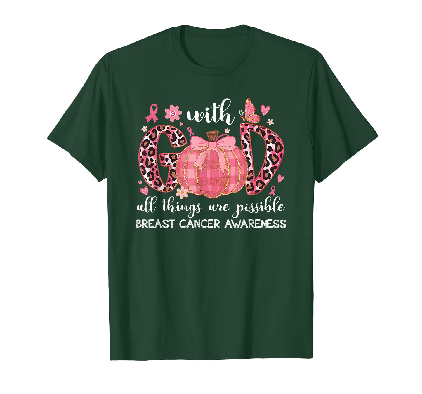 Breast Cancer Pumpkin with.God All Things are Possible Tee T-Shirt