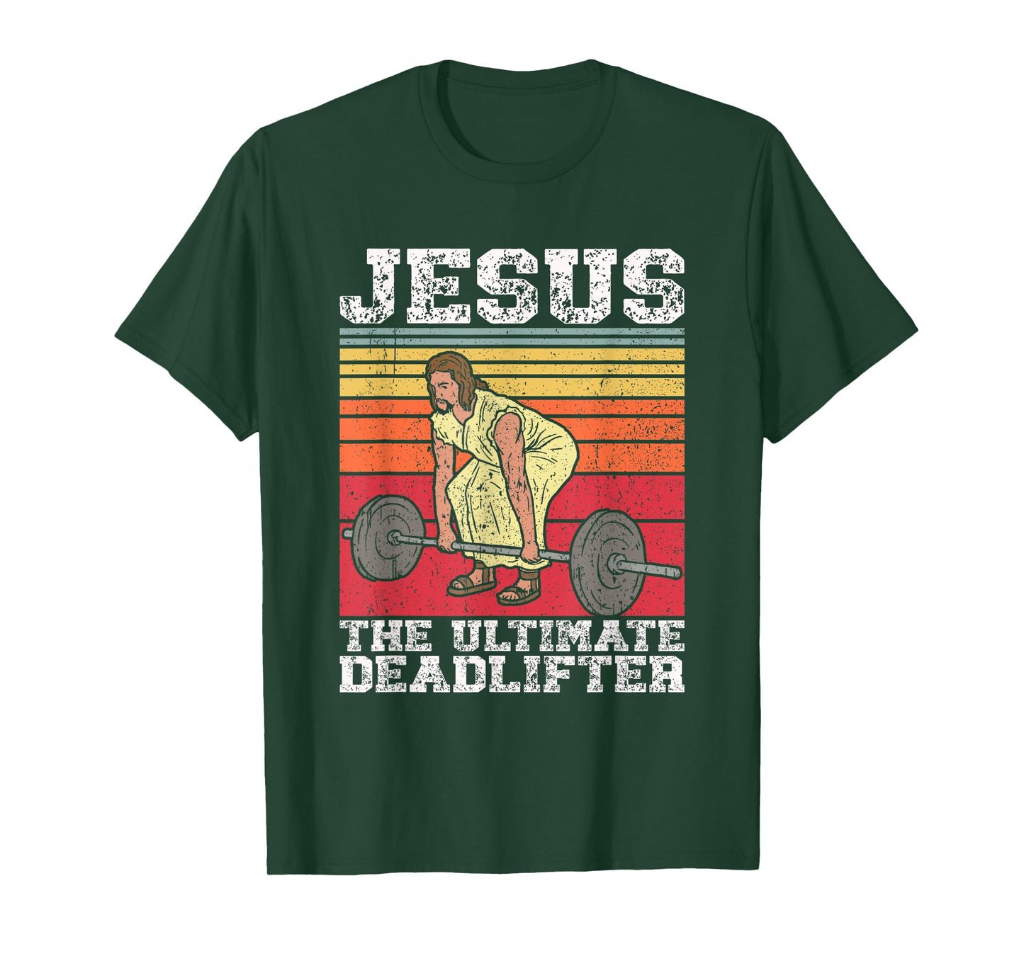 Vintage Jesus The Ultimate Deadlifter Funny Gym Bodybuliding T-Shirt