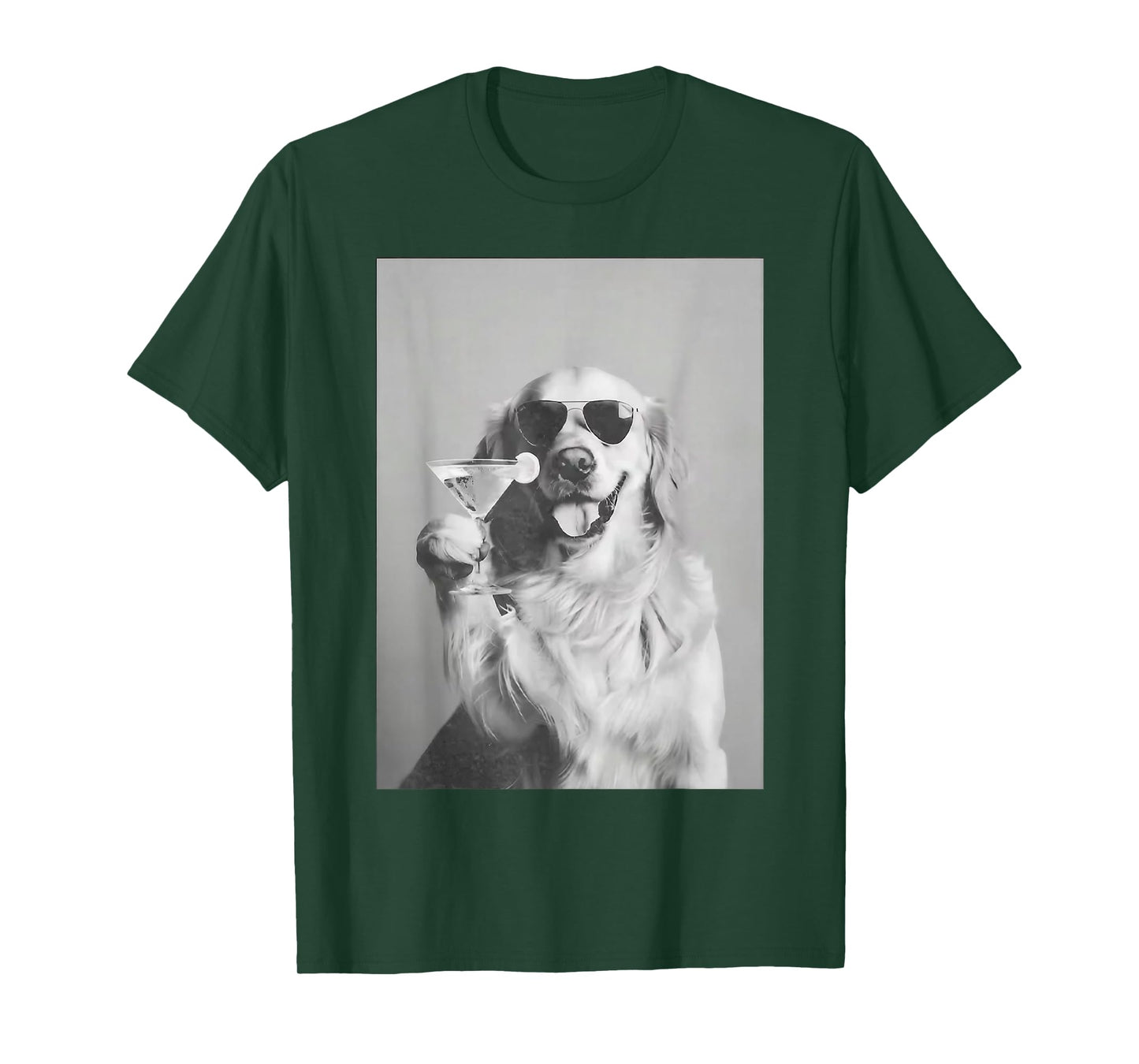 Funny Cocktail Dog Golden Retriever With Sunglasses Martini T-Shirt