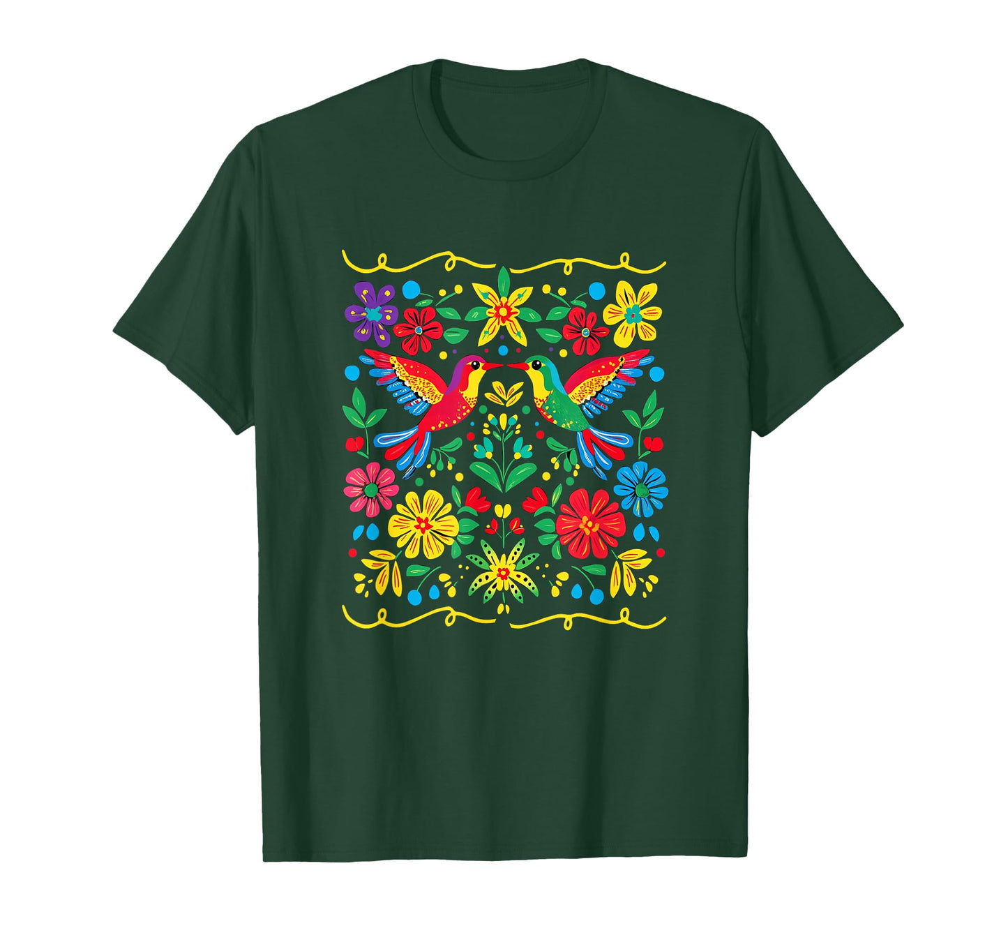Floral Bird Otomi Mexican Style Mexicano Mexicana T-Shirt