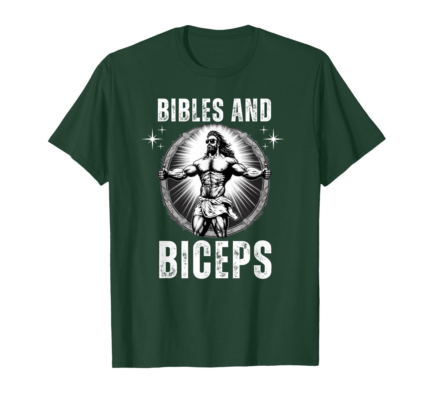 Bibles And Biceps Bodybuilding Jesus Fitness Funny Gym T-Shirt