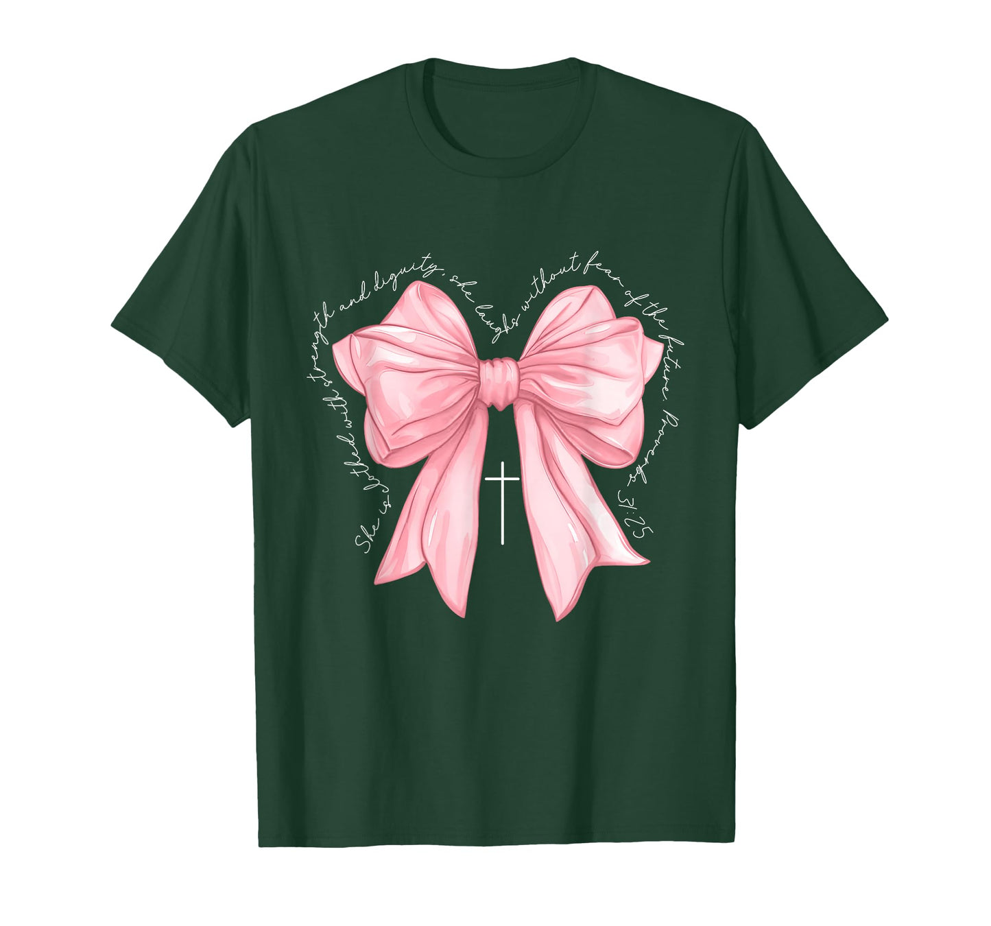 Bible Verse Pink Bow Coquette Bow Coquette Christian T-Shirt
