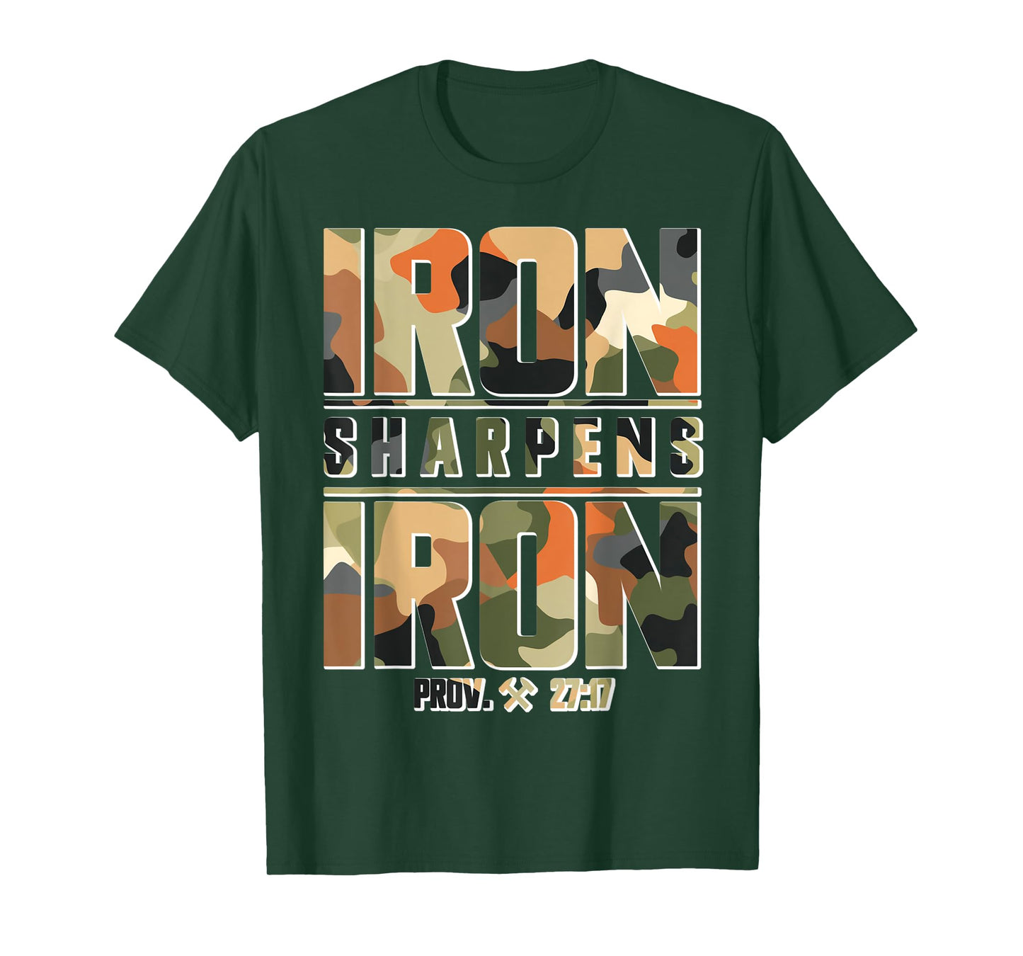 Army US Military Camouflage Patterns Iron Sharpens Iron Camo T-Shirt