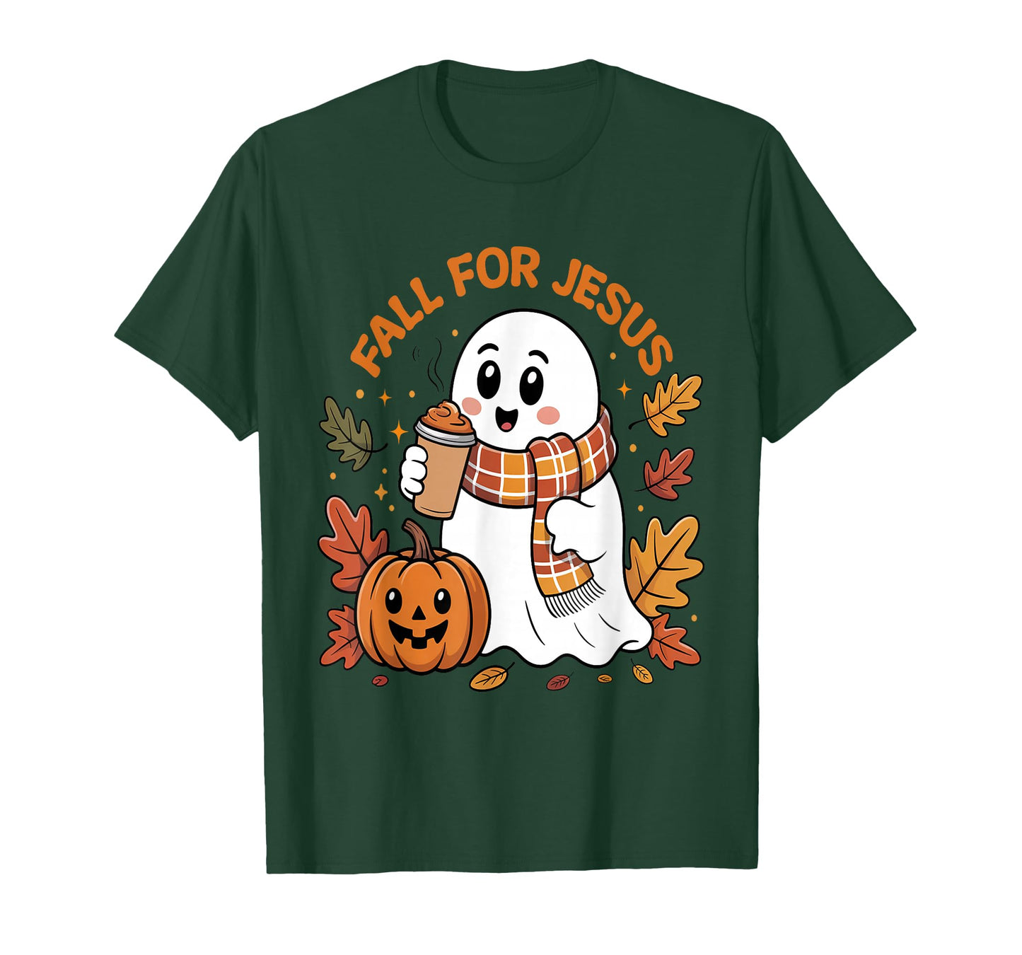 Fall for Jesus Christian Autumn Cute Ghost Pumpkin T-Shirt