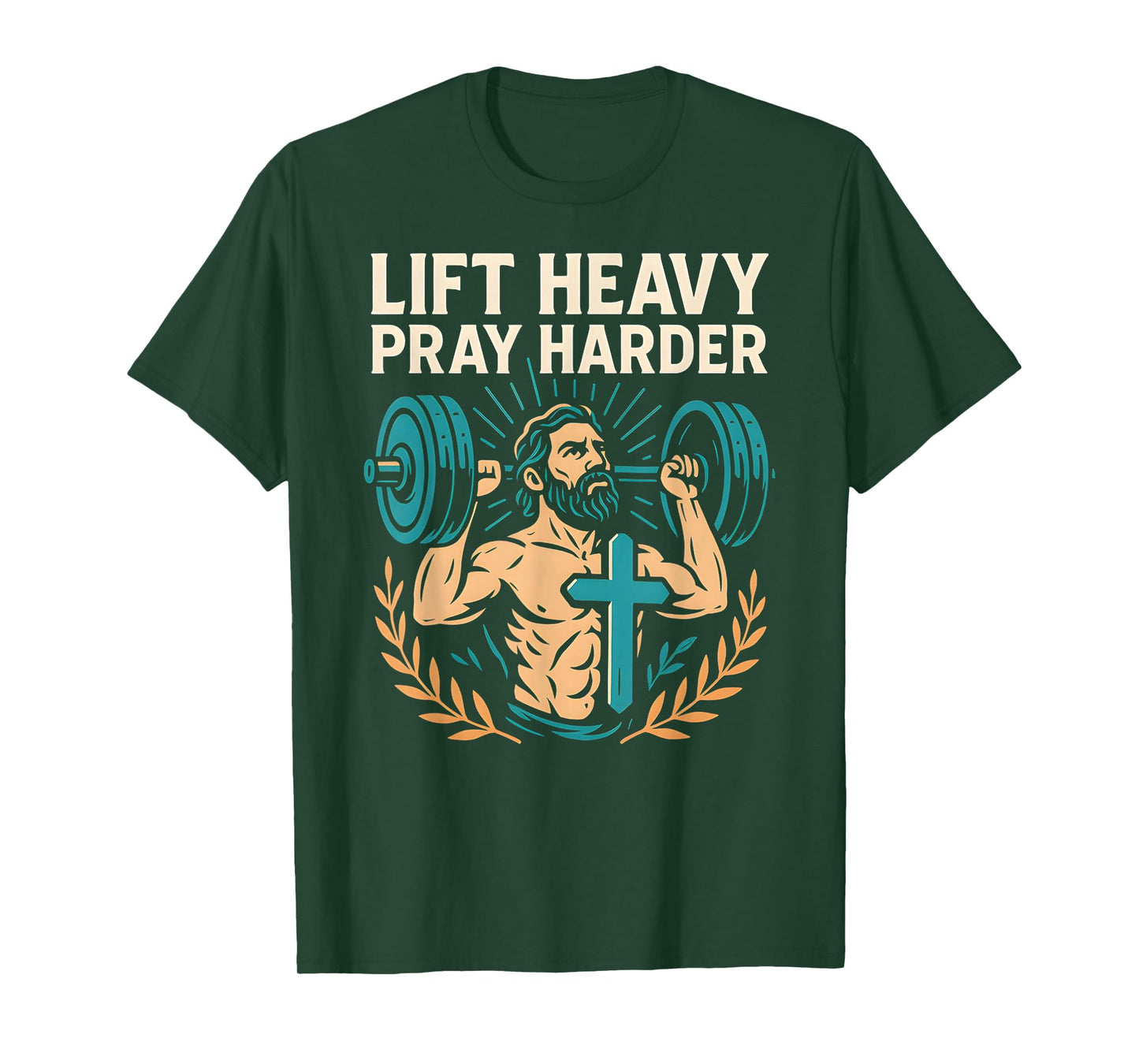 Christian Fitness Lift Heavy Pray Harder Cool Mens Faith T-Shirt