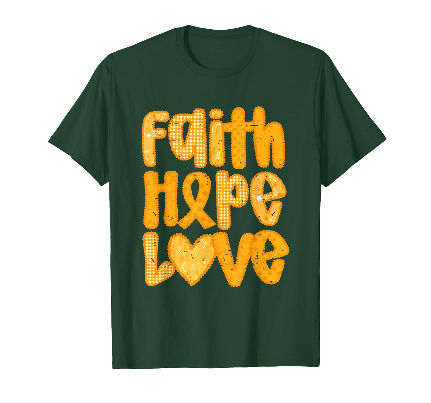 Faith Hope Love Childhood Cancer Awareness Month Gold Ribbon T-Shirt
