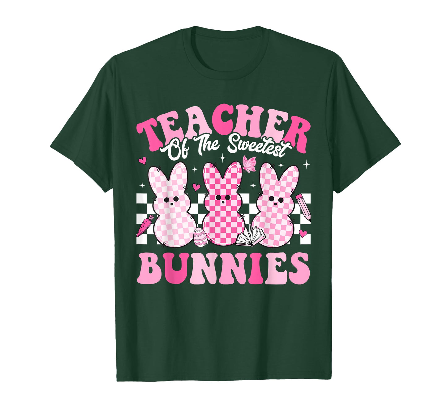 Teacher Of The Sweetest Bunnies Happy Easter Day Teachers Men Women Kids T-Shirt