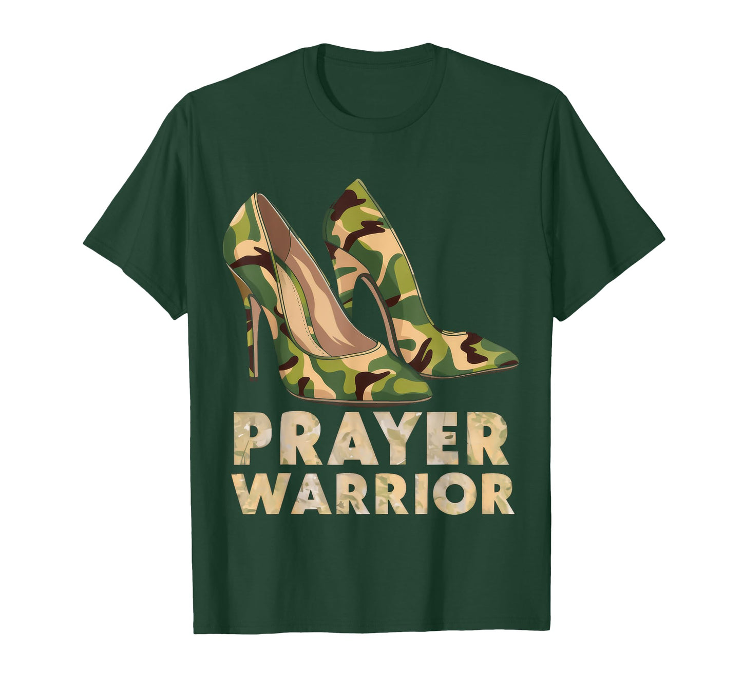Faith in God Christian Prayer Warrior Camo Heels Jesus T-Shirt