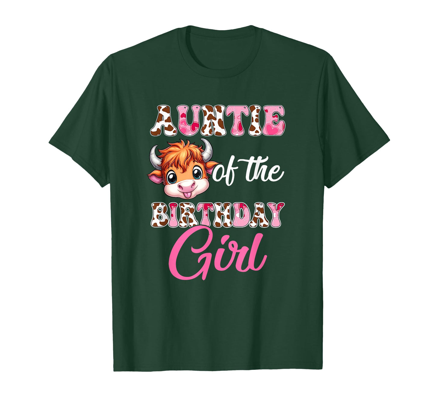Auntie Of The Birthday Girl Highland Cow Farm 1St Birthday T-Shirt