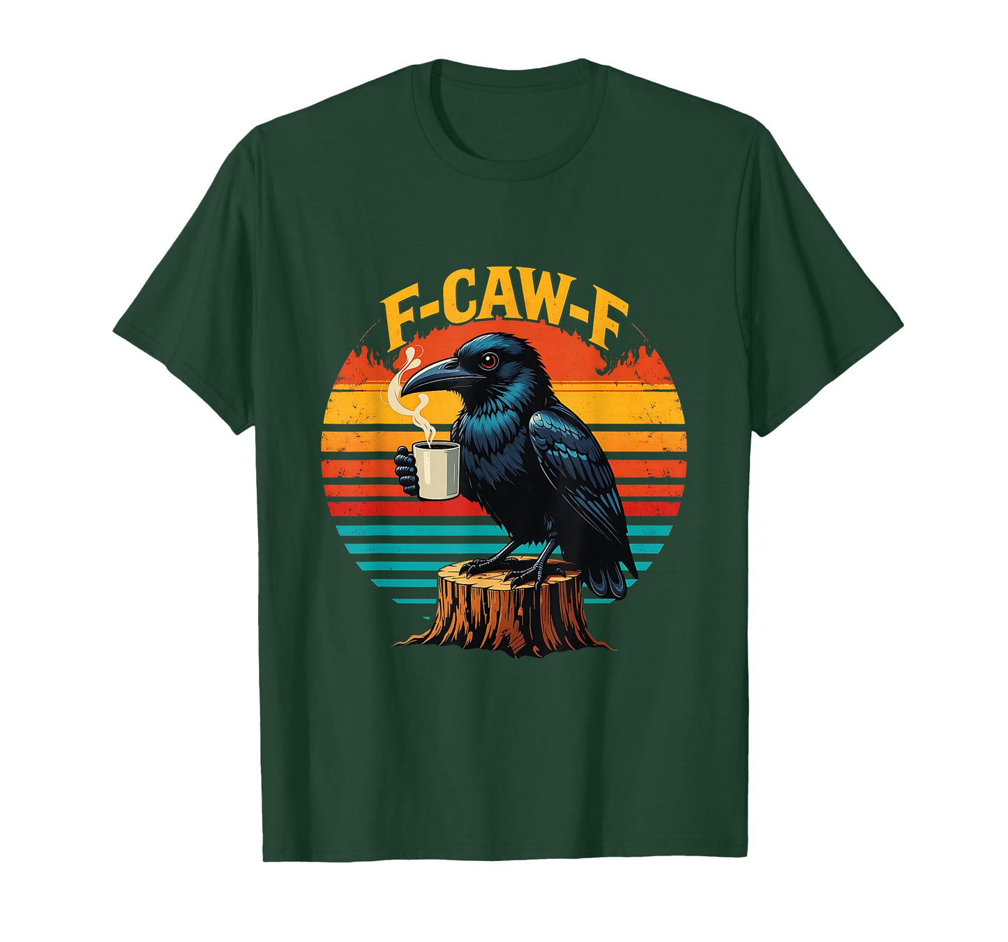 Gothic Raven Funny Halloween F Caw F Coffee Crow T-Shirt