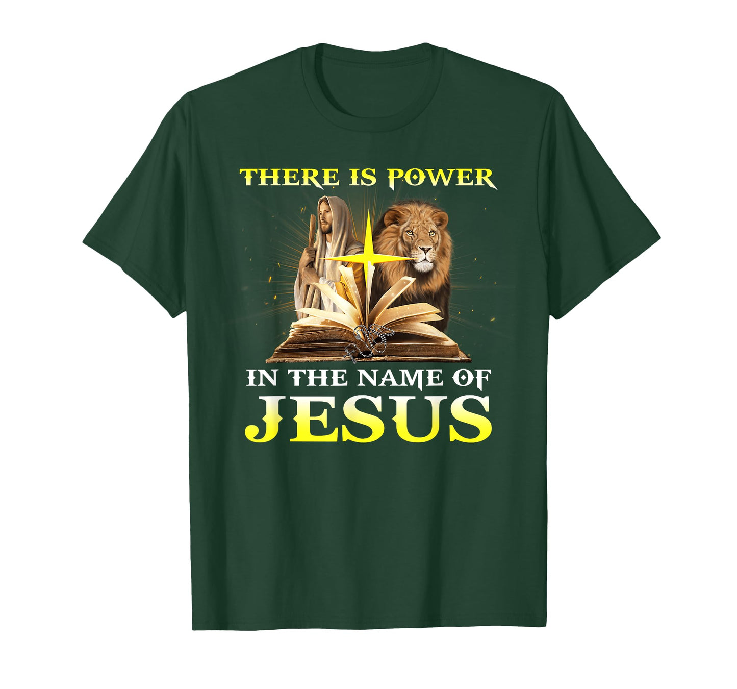 There Is Power In The Name Of Jesus Lion Christian T-Shirt