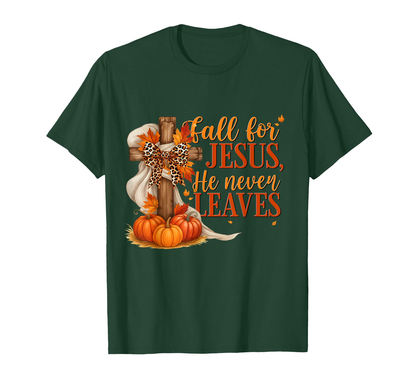 Fall for Jesus He Never Leaves Pumpkin Costume Women Men T-Shirt