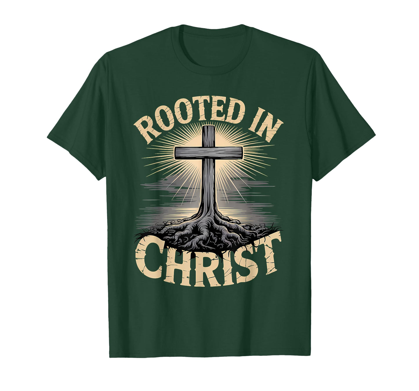 Rooted in Christ Jesus Cross Christian Faith T-Shirt