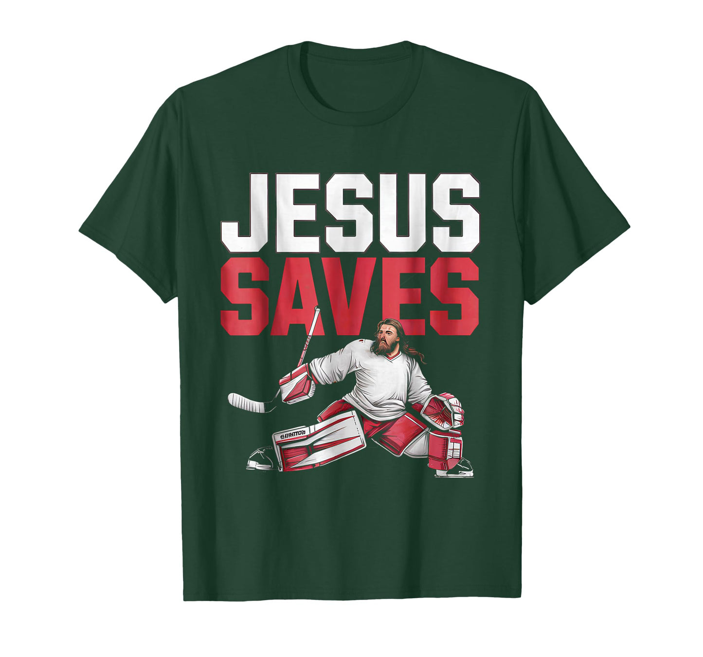 Jesus Saves Ice Hockey Goalie Sport Religious Christian T-Shirt