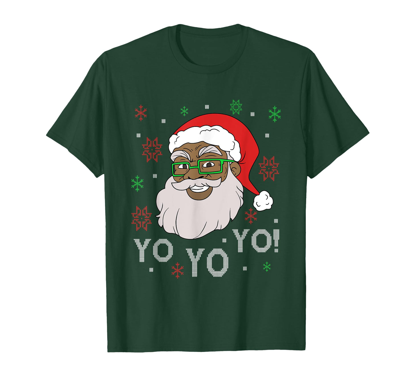 Black Funny Santa Claus Christmas Yo Yo Yo Xmas Costume T-Shirt