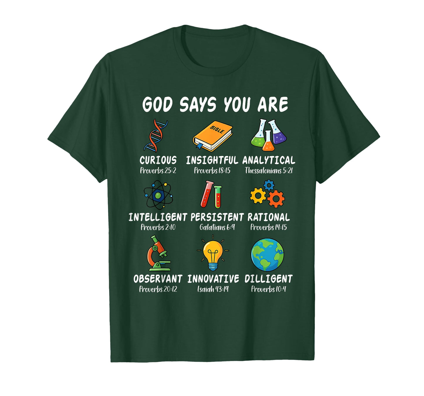 God Says I Am Science Biology Teacher Bible Verse T-Shirt