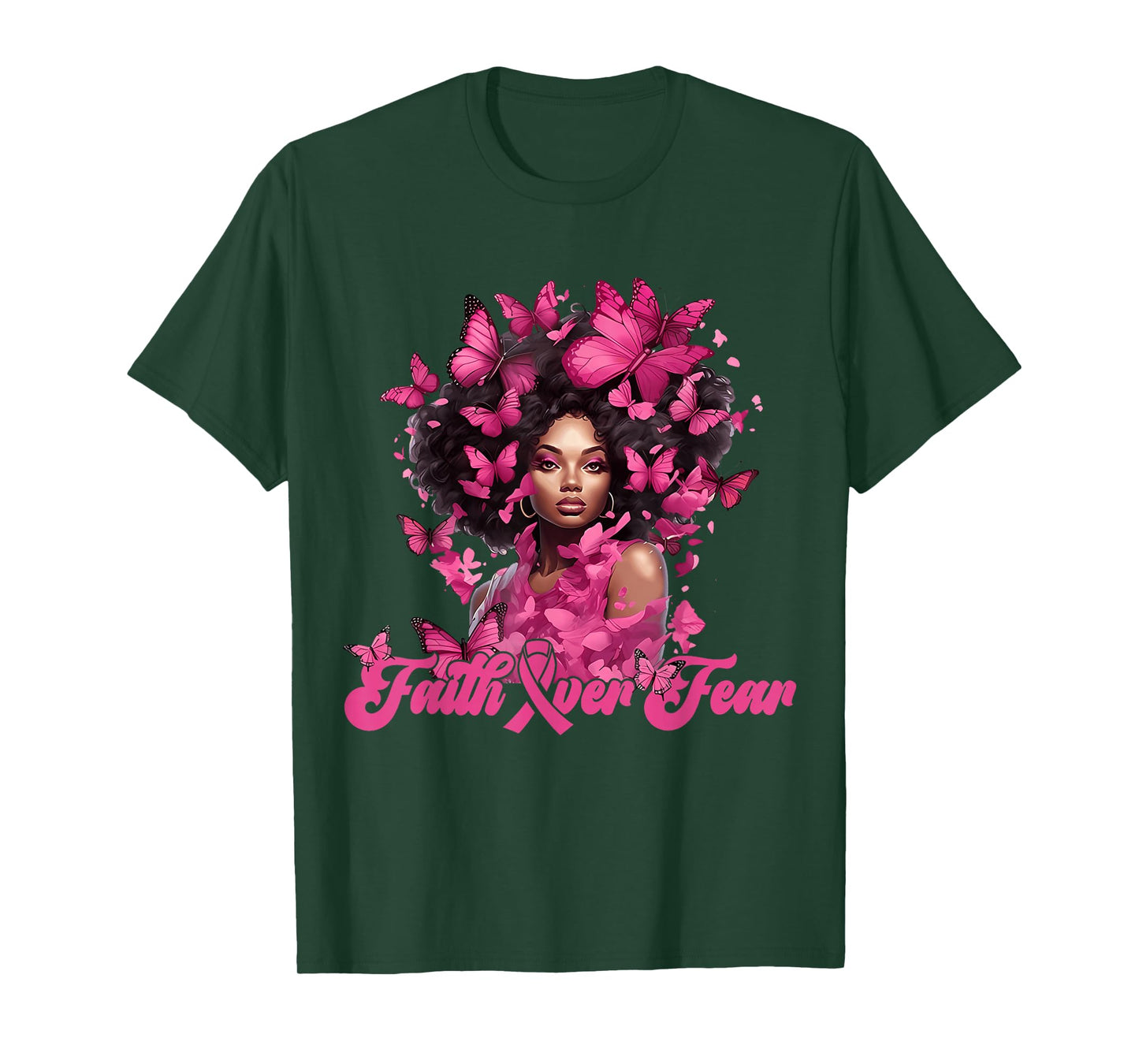 Faith Over Fear Breast Cancer Awareness Black Women Melanin T-Shirt