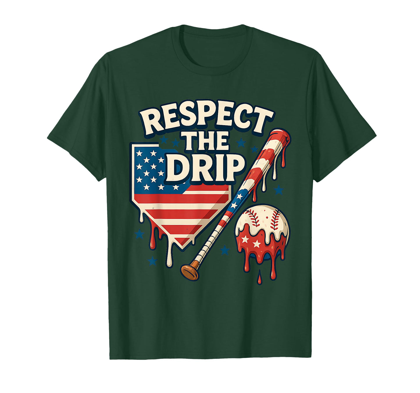 Baseball Design for Boys Cool 4th of July Ice Cream Drip T-Shirt