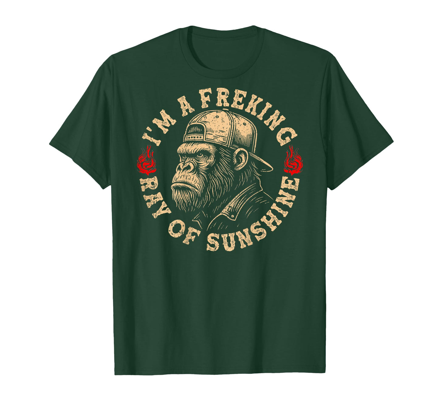 I’m A Freaking Ray of Sunshine Funny Monkey (On Back) T-Shirt