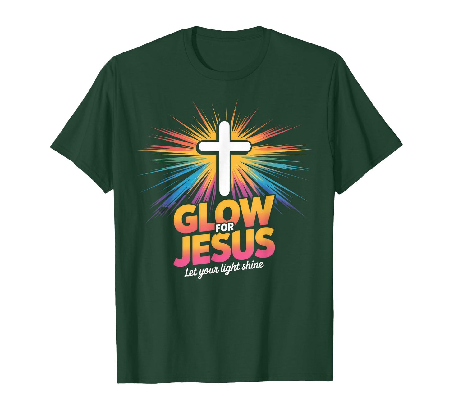 Christian Glow for Jesus Let Your Light Shine Faith Cross T-Shirt