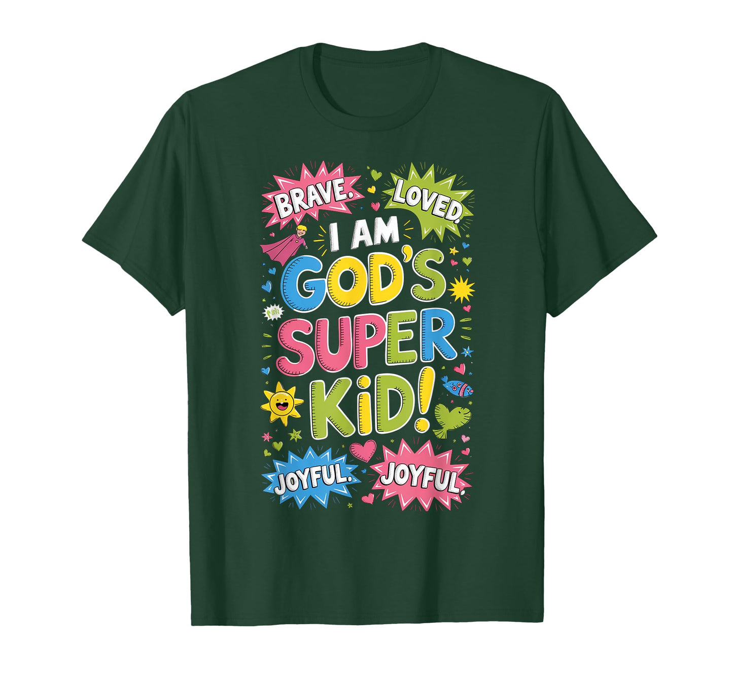 Brave Loved God’s Super Kid Christian Faith Affirmation T-Shirt