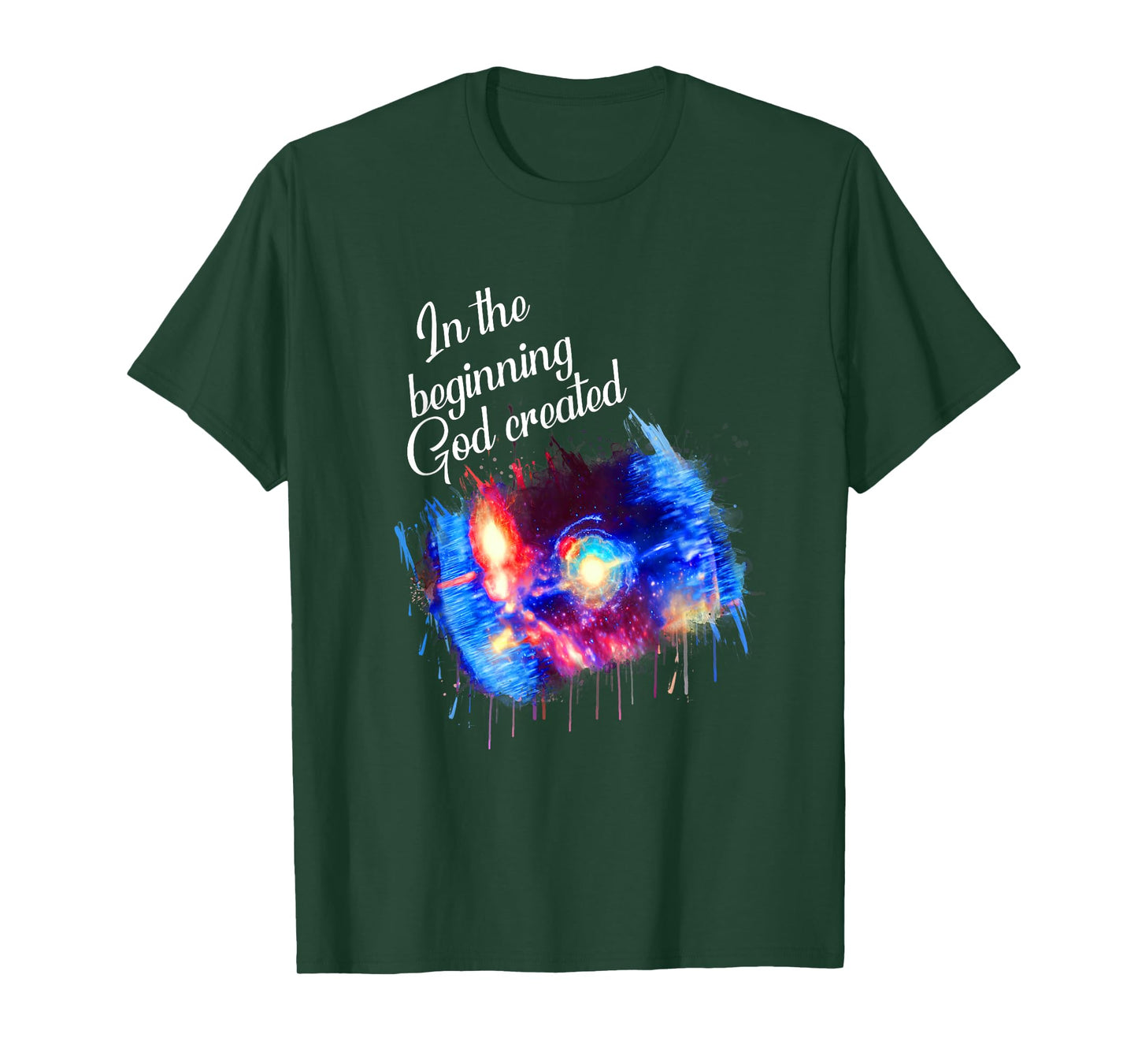 Galaxy Space Spark In the Beginning God Created Christian T-Shirt