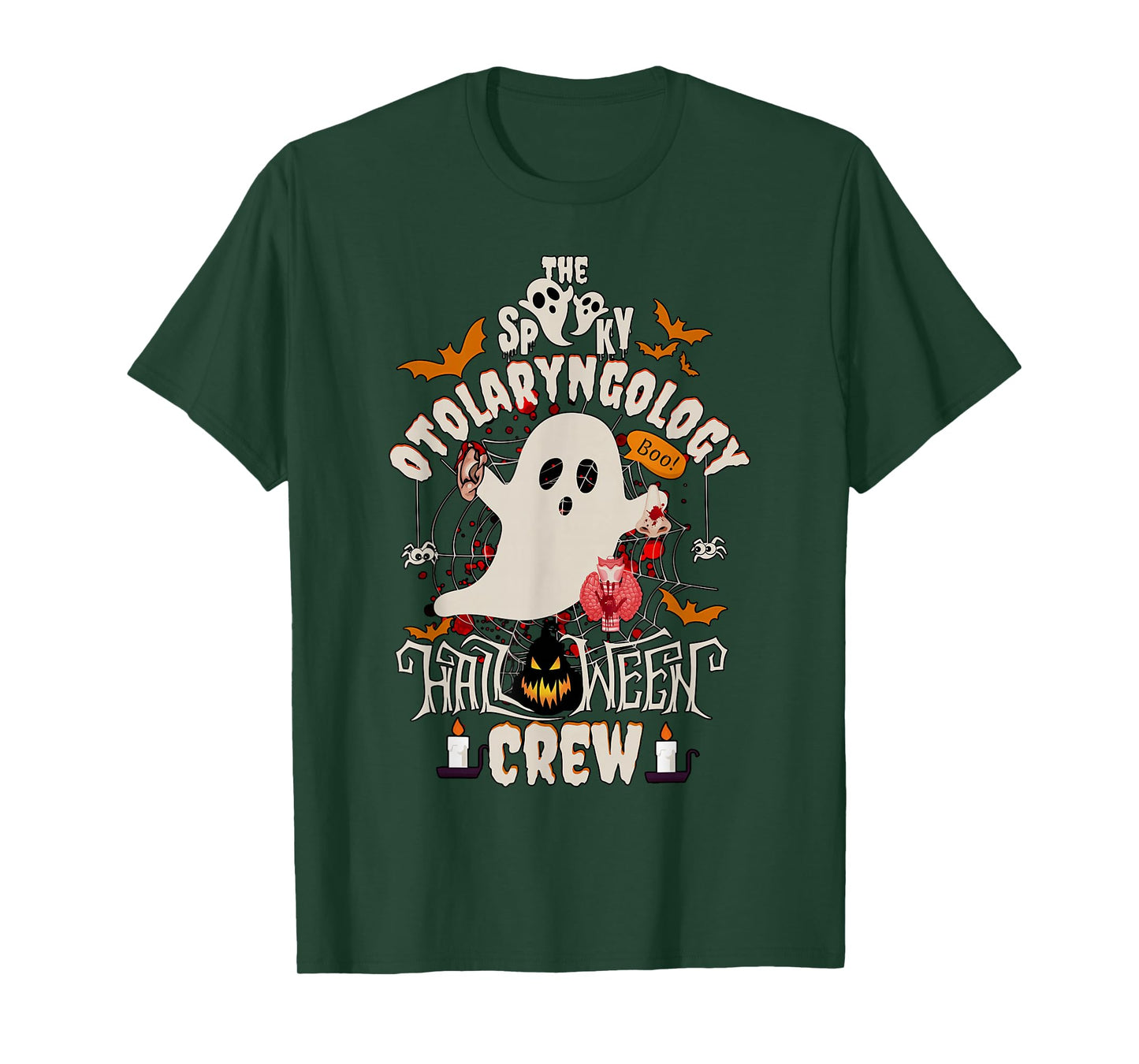 Spooky Otolaryngology Halloween Crew Ear Nose Throat Nurse T-Shirt