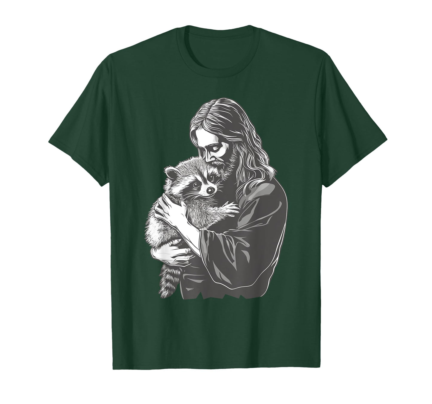 Racoon Lover Trash Panda Christian Jesus Holding A Raccoon T-Shirt