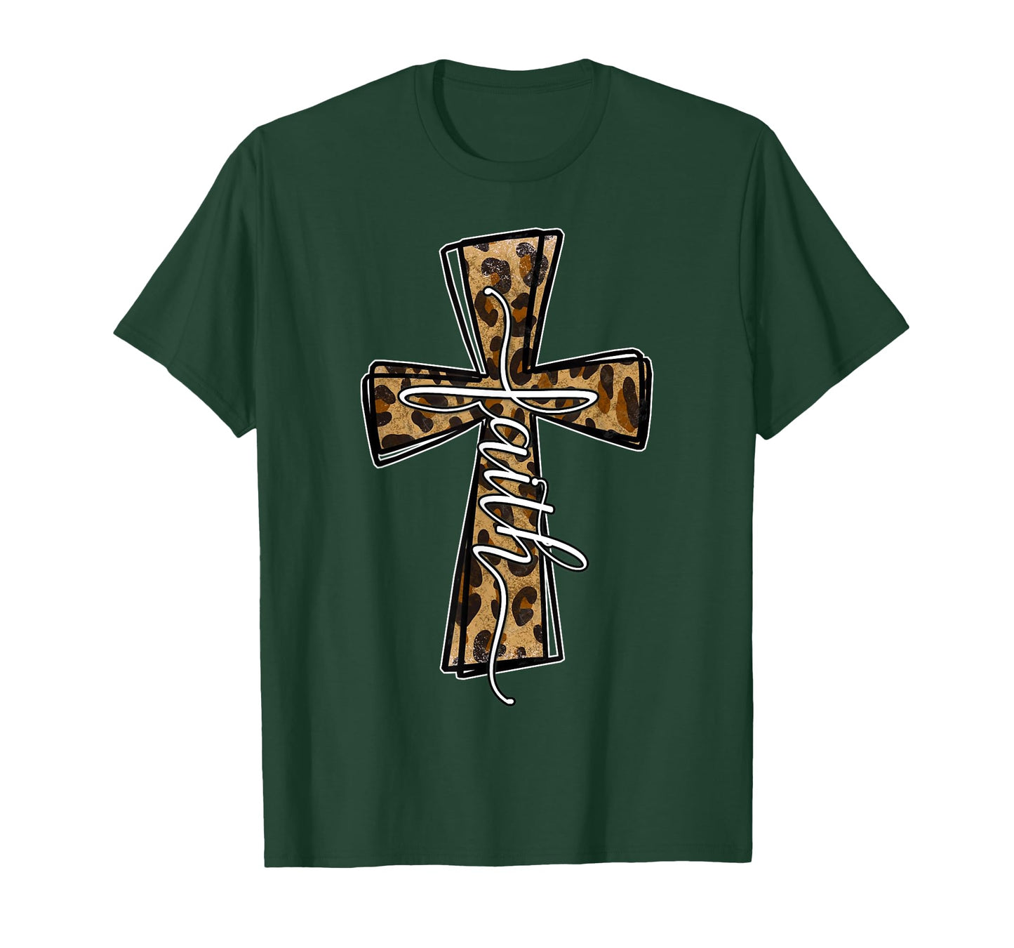 Love In Faith Tees For Christian Leopard Cross Cheetah Print T-Shirt