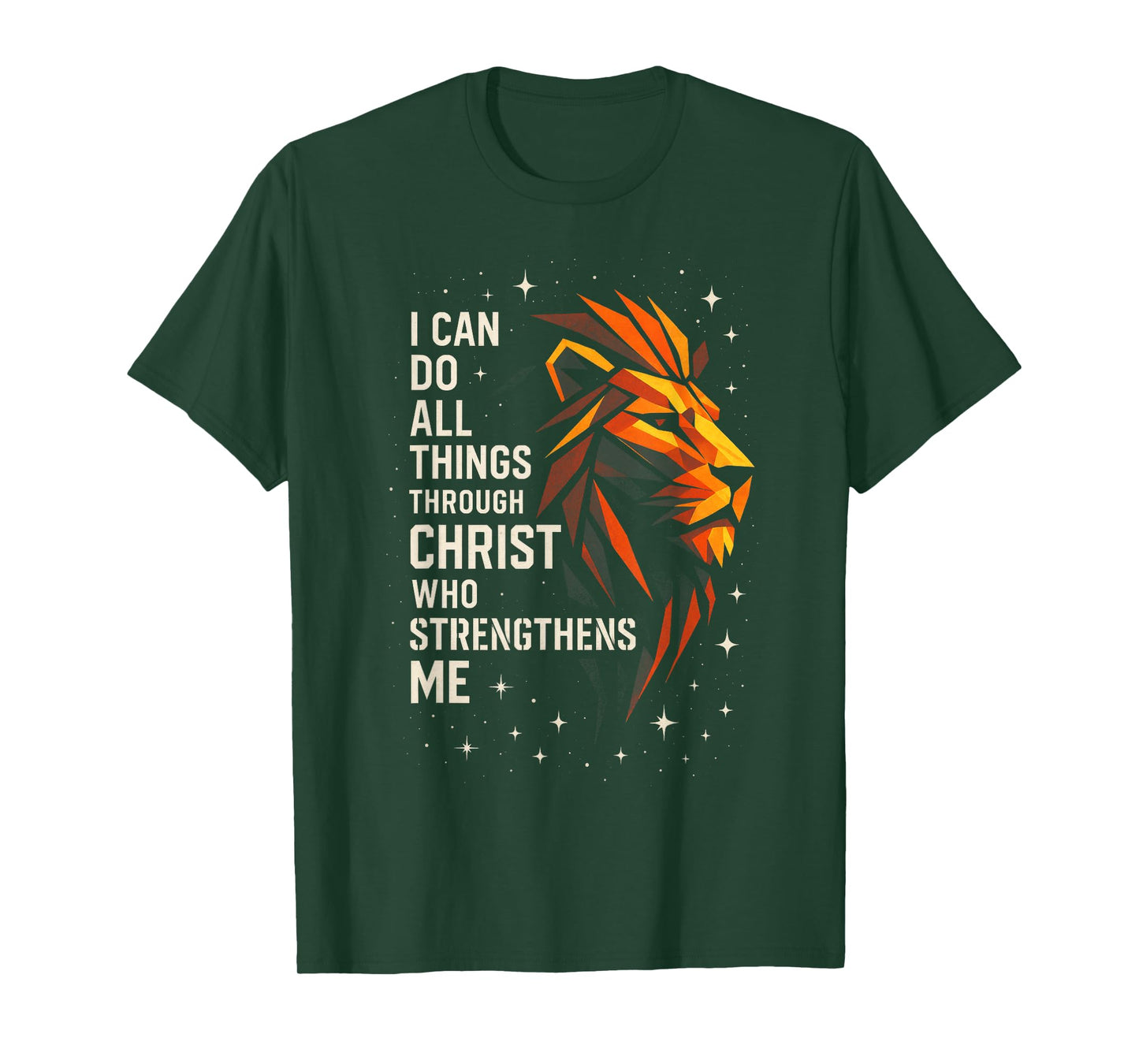 I Can Do All Through Christ - Inspirational Lion Faith T-Shirt